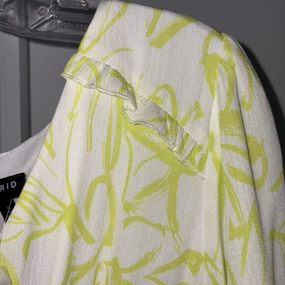 Torrid Neon Yellow Floral Skater Mini Dress With Pockets Plus Size 2 NWT - Picture 3 of 10